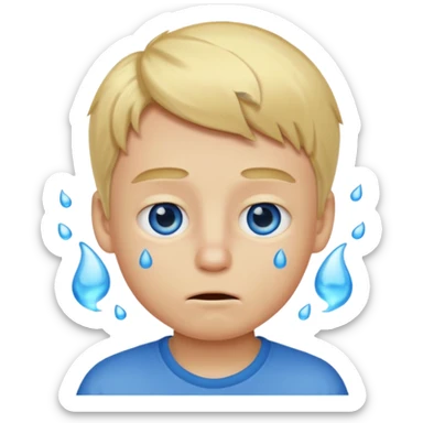 smelly boy, blond with blue eyes. sticker