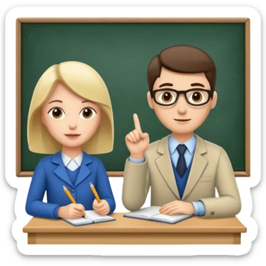 teacher teaching one student in a classroom sticker