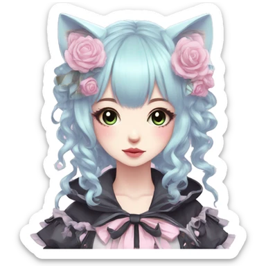 Pastel Edgy Kawaii Cute Beautiful Elegant Pretty Anime Punk Lolita Catgirl sticker