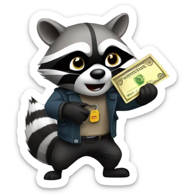 raccoon robbing bank sticker