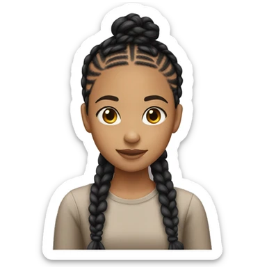 Light skin girl with braids sticker