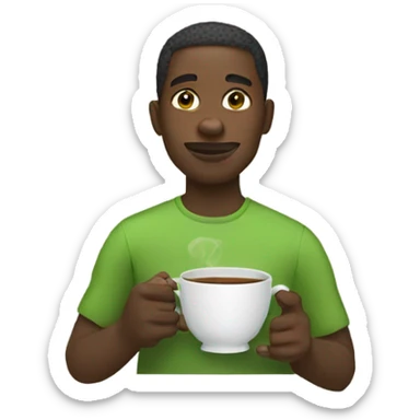 Green tea black man sticker