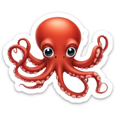 red cartoon octopus pointing to the left sticker