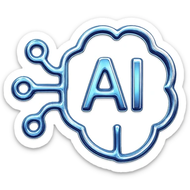 chrome style abstract AI symbol sticker