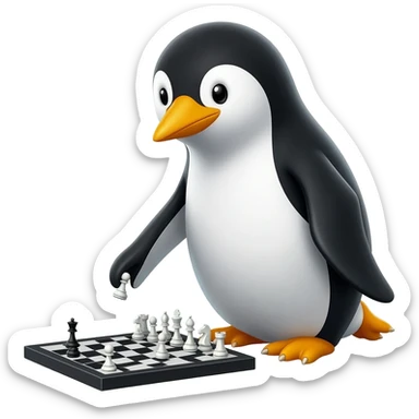 Penguin playing chess sticker