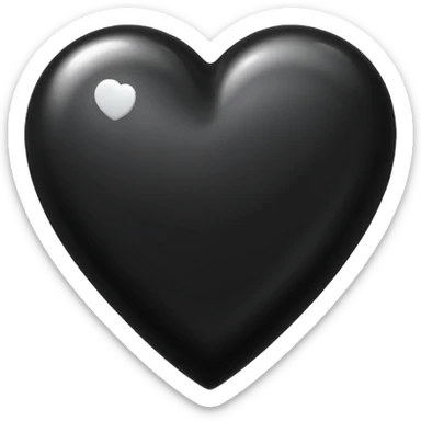 a emoji of a black hearth with botton griendiently white color sticker