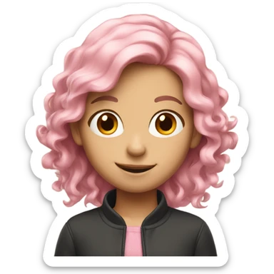 smiling girl with windy pink and blonde hair sticker
