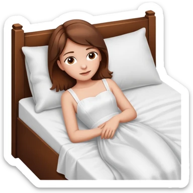 lying on withe bed brown hair girl sticker