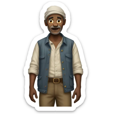 poor man wearing old clothes to showcase he is poor sticker