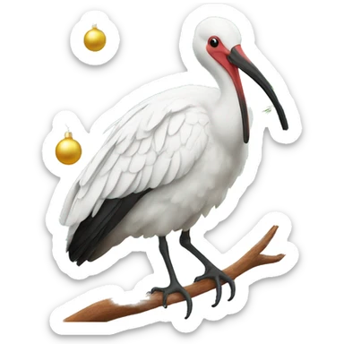 An Australian ibis on top of a Christmas tree  sticker