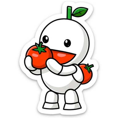 Robot licking tomatoe sticker