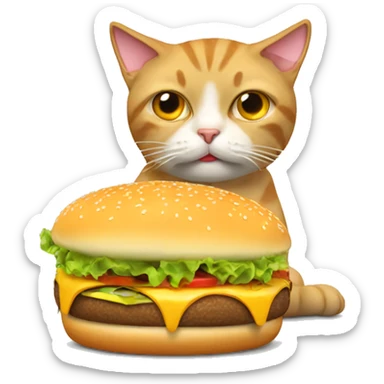 Cat with a hangover eating a cheeseburger  sticker
