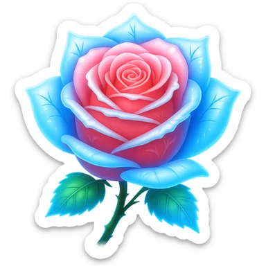 Make the ice rose glow in the style of emoji, preserving the emoji look and feel, with no background. sticker