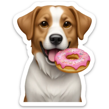 Chien qu mange un donut sticker