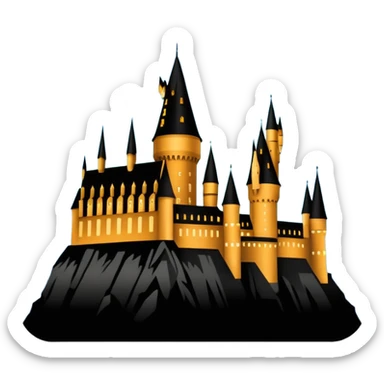 Harry Potter series, Hogwarts castle silhouette with stars, outlined only sticker