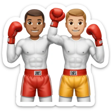 boxers holding up each other's arms in friendship sticker