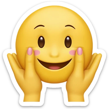 Yellow Standard smiley emoji blushing and hiding face with hands sticker
