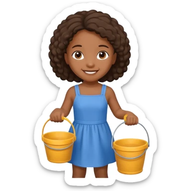 black kid girl with toy sand bucket sticker