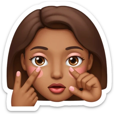 Blushing face with finger bite and eye squint sticker