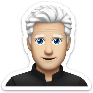 White haired man a blue eyes and white lashes white skin and black high neck shirt   sticker