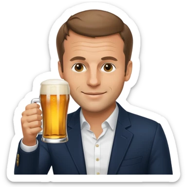 Macron qui boit de la bière  sticker
