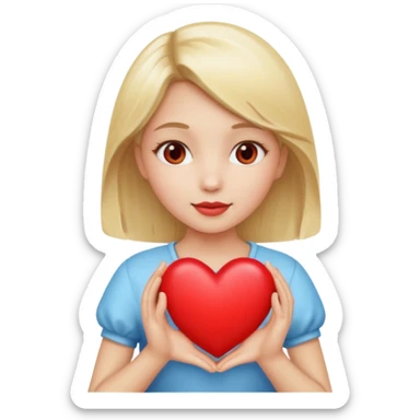 prayer girl blond hair red heart in her hands, sticker