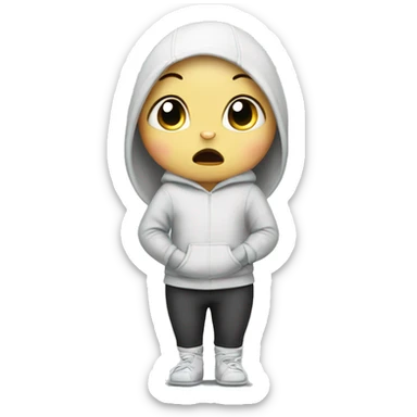 an anxious baby rabbit in leggings pants sticker