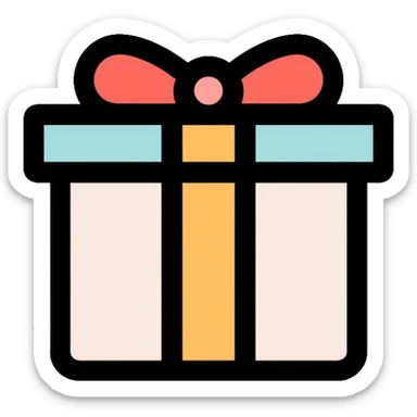 wrapped gift box with ribbon and bow sticker