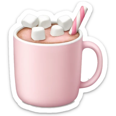 Light Pink mug of hot chocolate with marshmallows  sticker