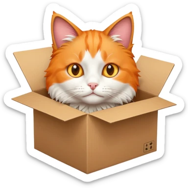 cat inside of box sticker