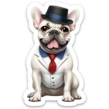 French Bulldog dressed like a french man  sticker