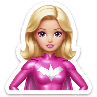 Blonde superhero Barbie with pink sparkly outfit  sticker