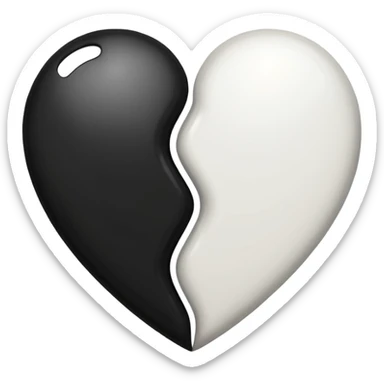 قلب مقسوم نص ابيض ونص اسود sticker