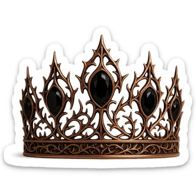 gothic crown in rose gold with black onyx and delicate thorn patterns, romantic and dark sticker