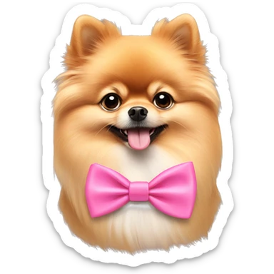 Pomeranian with a pink bow tie  sticker