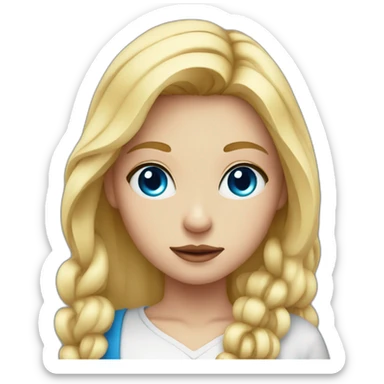 Girl with blond hair and blue eye. With vial of blood sticker