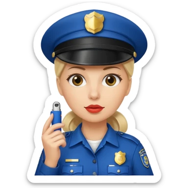 Female police with cap + whistle sticker