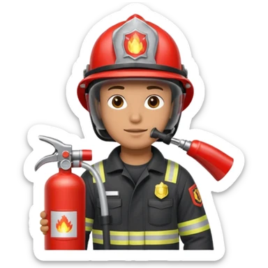 firefighter with fire extinguisher sticker