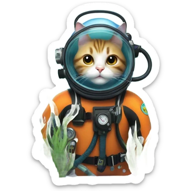 Cat scuba diving  sticker