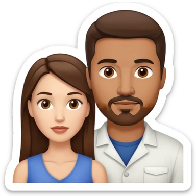 Intimate sfw between white brunette and brown Latino with goatee lover sticker