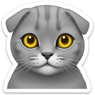 The Scottish Fold Cat gray in color with yellow eyes sticker