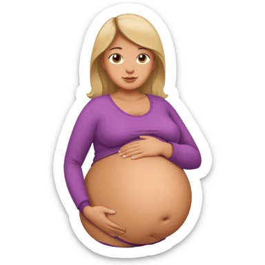 heavily pregnant woman with extremely huge overdue belly sticker
