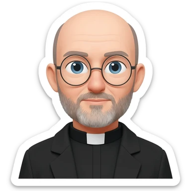 white balding priest with glasses and medium stubble beard sticker