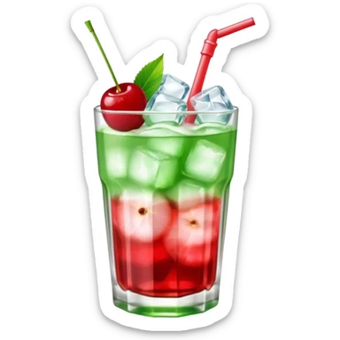 Japanese cream soda on a glass with ice cherry on top sticker