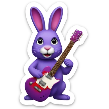 A purple bunny with a red guitar  sticker