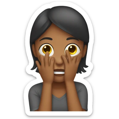 Girl covering face cringe sticker