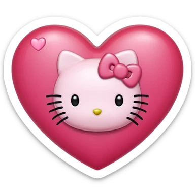 A big heart plus a small heart the big one with a little hello kitty style song sticker