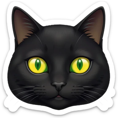 Black Cat with green and yellow pupils  sticker