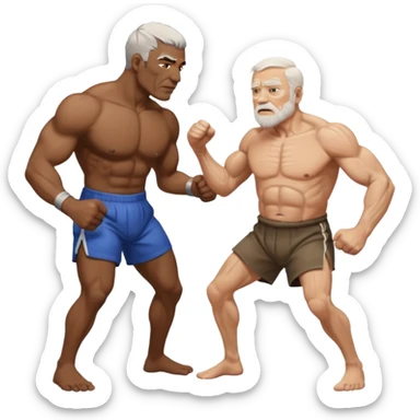 black guy and white old guy fighting sticker