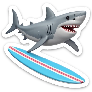 Shark riding a surf board sticker